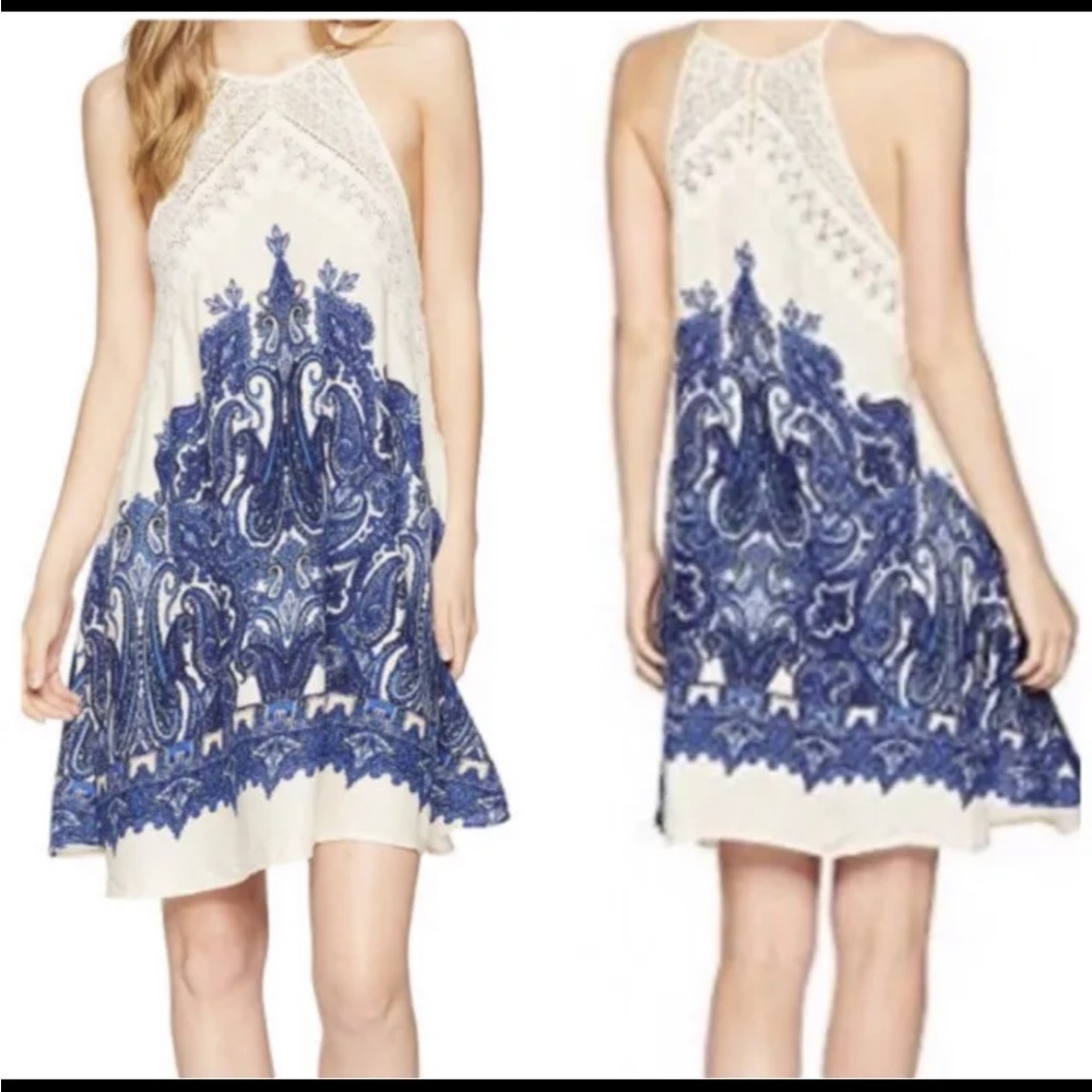 Free People Intimately White & Blue Dress - Size S